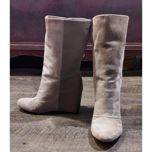 Enzo Angiolini Eabaki Wedge Boots Gray Suede Leather Women 7.5 - Picture 6 of 13